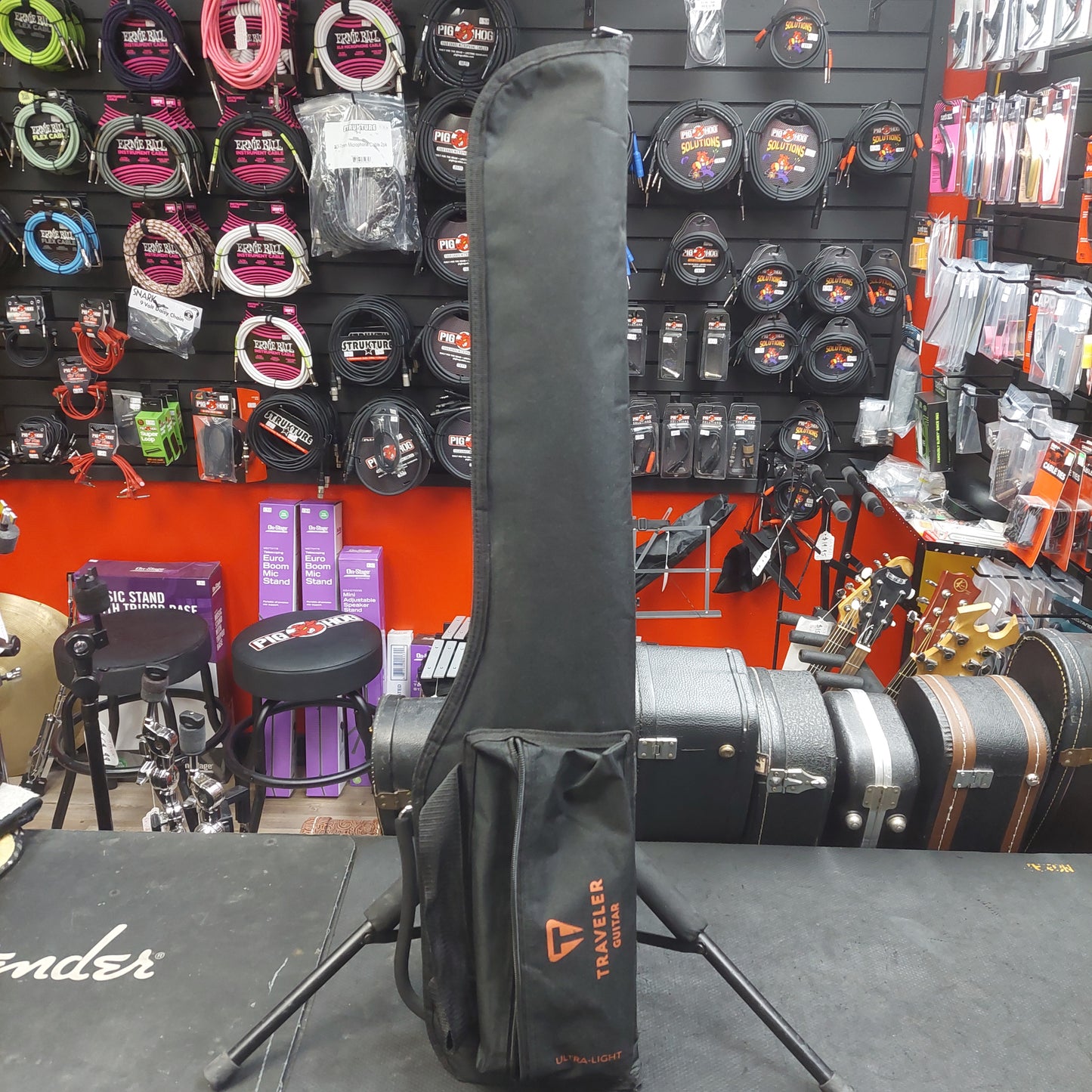 2020's Traveler Guitar ULB1716 4-String Bass Guitar - Black w/ Gig Bag