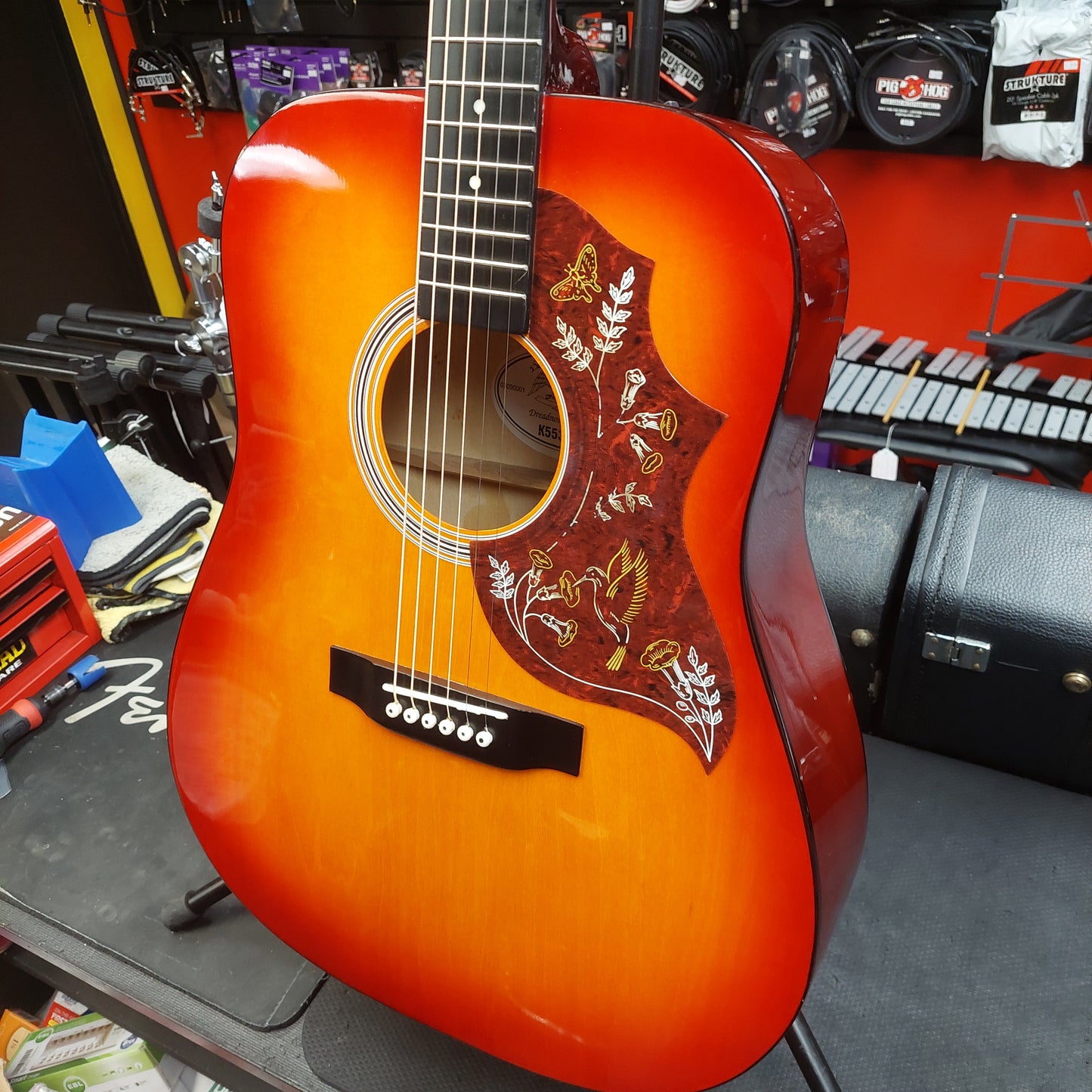 Kay K553HCS Hummingbird Style Dreadnought Acoustic Guitar - Cherry Sunburst (USED) SN# 03090001