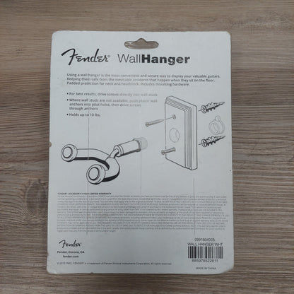 Fender Guitar Wall Hanger - White (Open Package) "Missing Hardware"