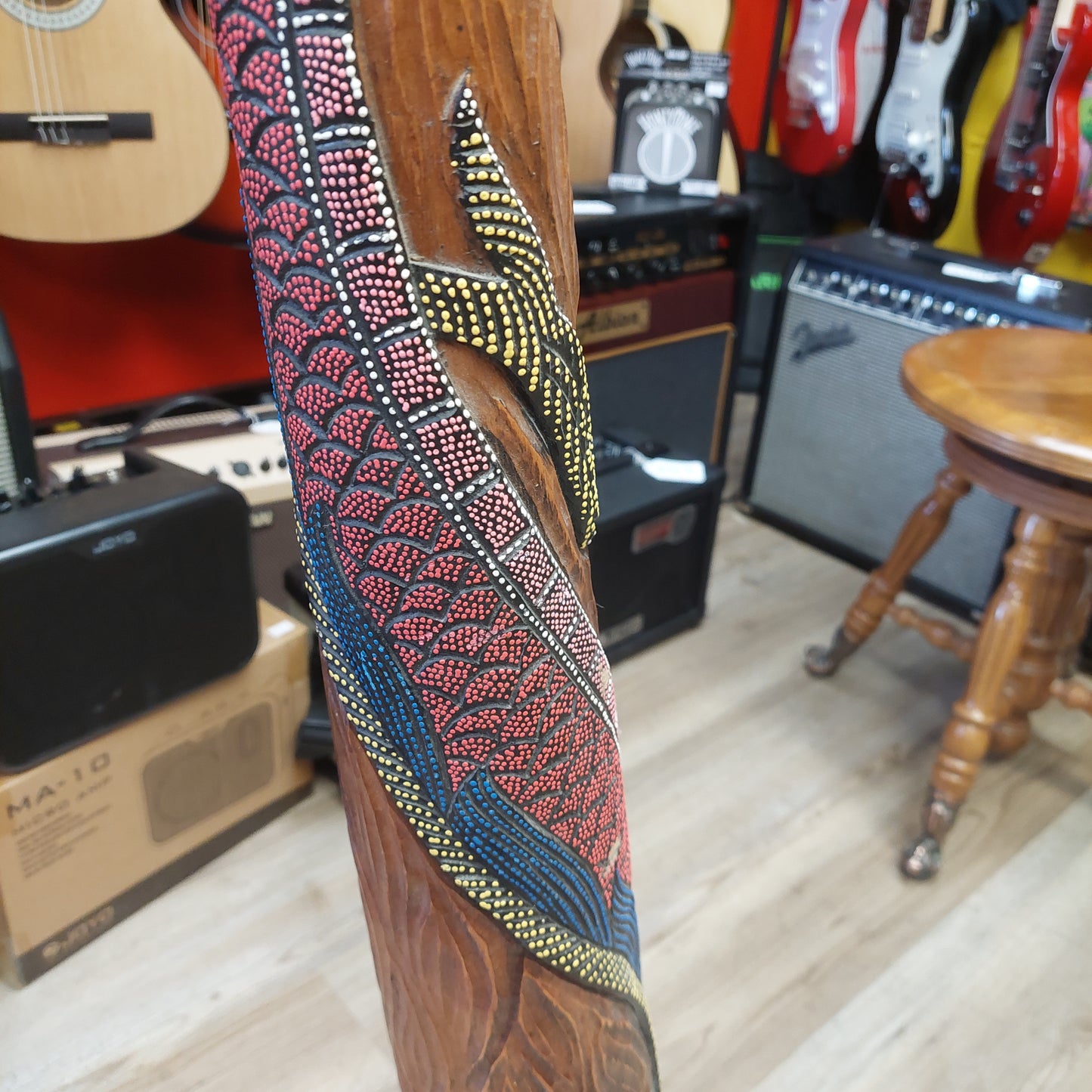 Didgeridoo 60" Aboriginal Wind Instrument w/ Dragon Design - Wood Body (USED)