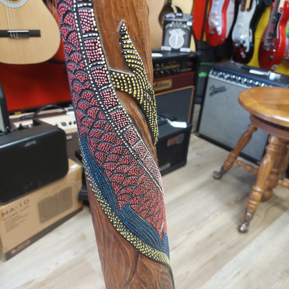 Didgeridoo 60" Aboriginal Wind Instrument w/ Dragon Design - Wood Body (USED)
