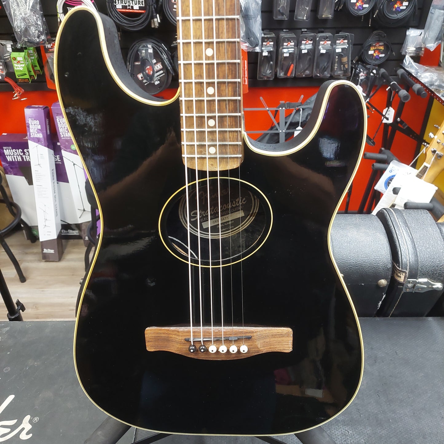2008 Fender Stratacoustic Electric Acoustic Guitar - Black Gloss SN# 08060471 "Sold As Is" (Has High Action Truss Rod Is Maxed out)