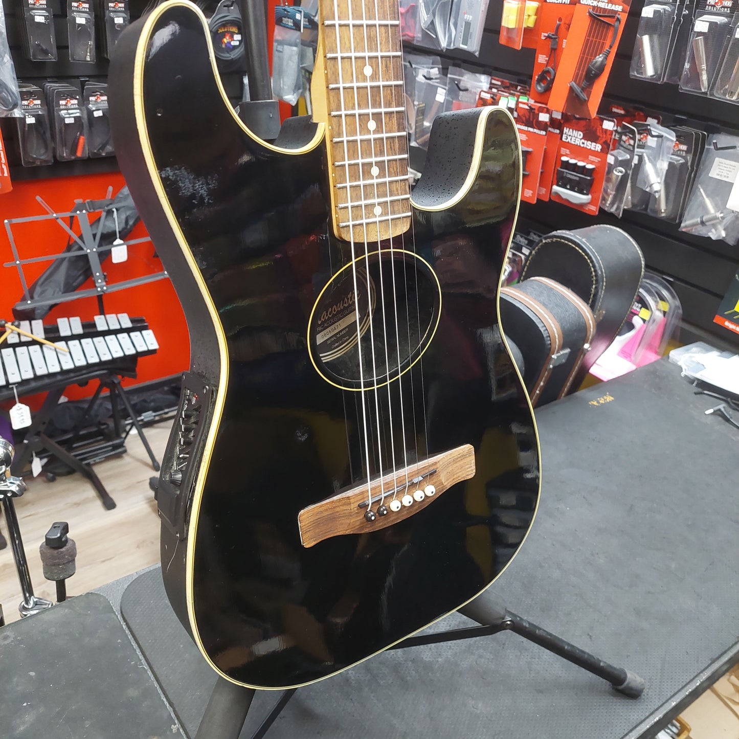 2008 Fender Stratacoustic Electric Acoustic Guitar - Black Gloss SN# 08060471 "Sold As Is" (Has High Action Truss Rod Is Maxed out)