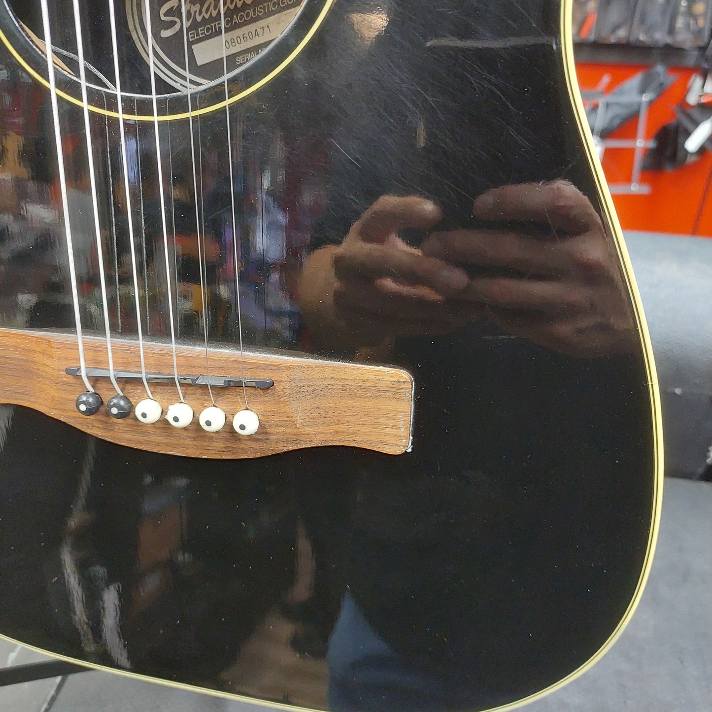 2008 Fender Stratacoustic Electric Acoustic Guitar - Black Gloss SN# 08060471 "Sold As Is" (Has High Action Truss Rod Is Maxed out)