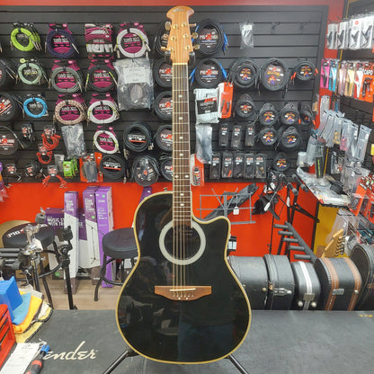 1990's Applause by Ovation AE700 Acoustic/Electric Guitar - Black Gloss w/ Hard Case "Made In Korea" SN# 8048858 "Sold As Is" Bridge Slightly Lifting & Neck Is Cracked