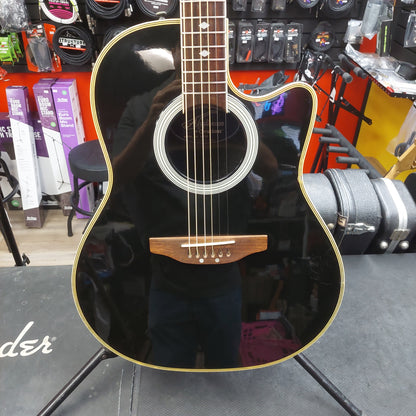 1990's Applause by Ovation AE700 Acoustic/Electric Guitar - Black Gloss w/ Hard Case "Made In Korea" SN# 8048858 "Sold As Is" Bridge Slightly Lifting & Neck Is Cracked