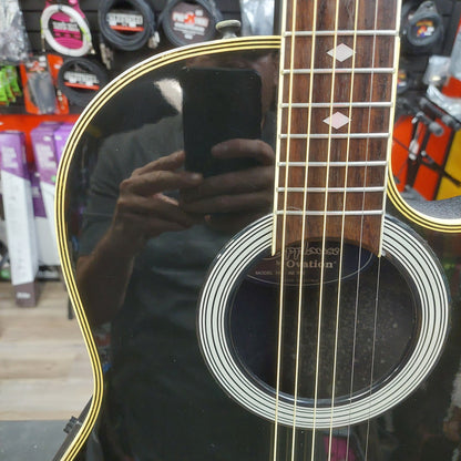1990's Applause by Ovation AE700 Acoustic/Electric Guitar - Black Gloss w/ Hard Case "Made In Korea" SN# 8048858 "Sold As Is" Bridge Slightly Lifting & Neck Is Cracked