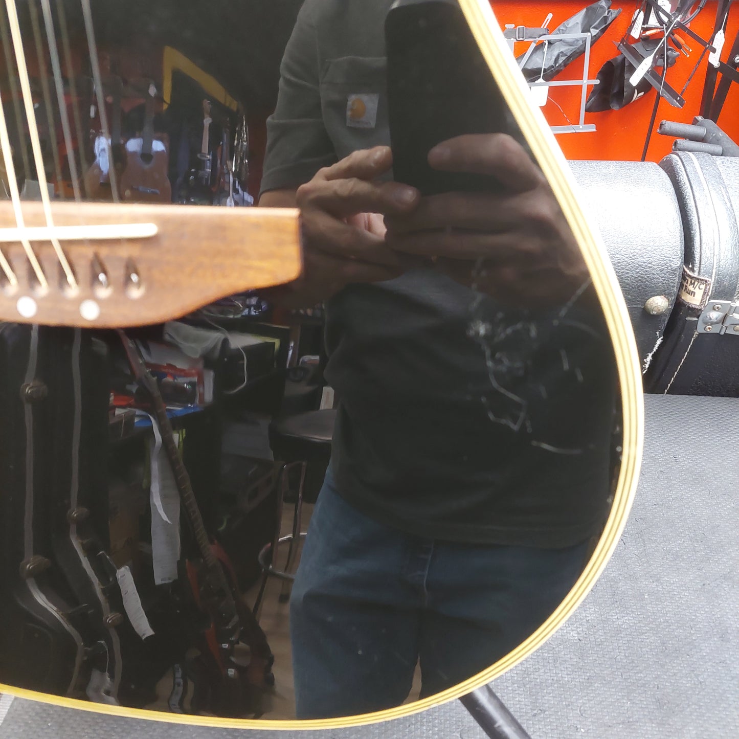 1990's Applause by Ovation AE700 Acoustic/Electric Guitar - Black Gloss w/ Hard Case "Made In Korea" SN# 8048858 "Sold As Is" Bridge Slightly Lifting & Neck Is Cracked
