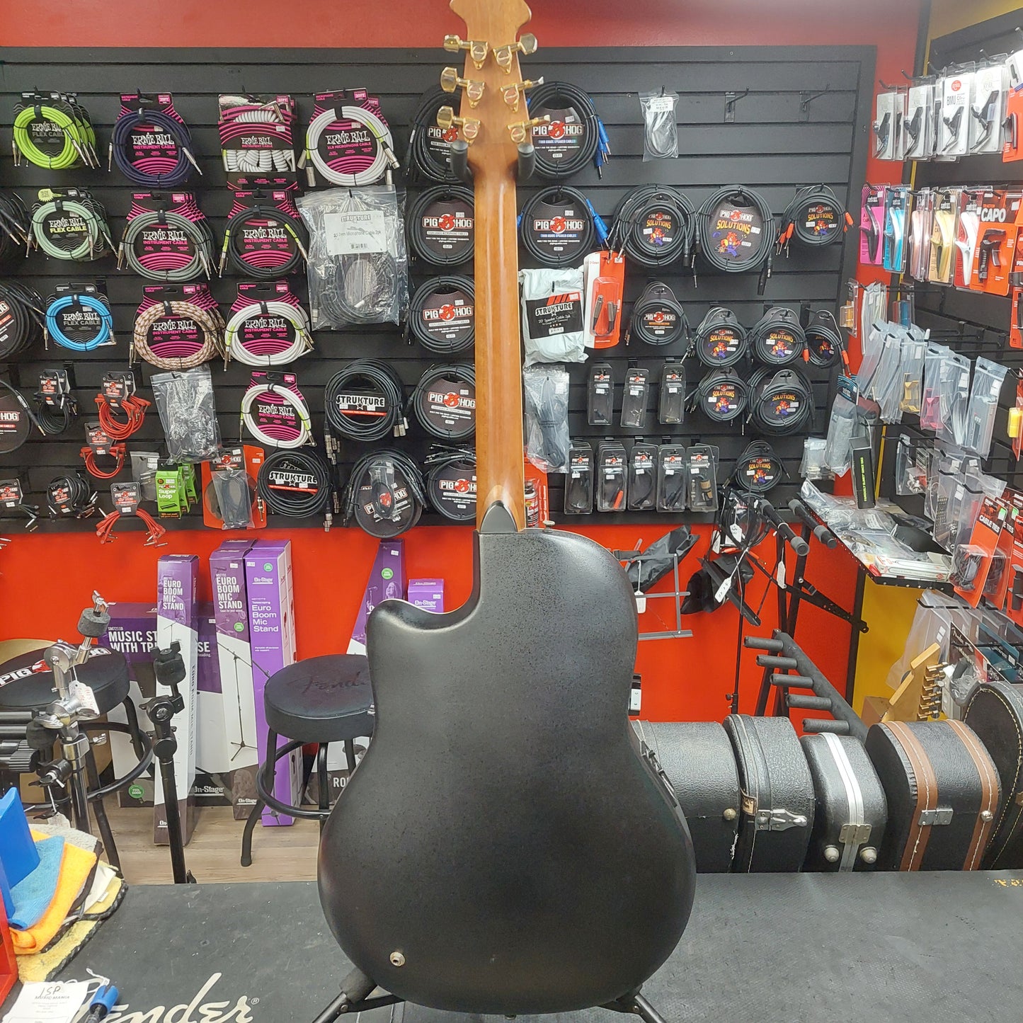 1990's Applause by Ovation AE700 Acoustic/Electric Guitar - Black Gloss w/ Hard Case "Made In Korea" SN# 8048858 "Sold As Is" Bridge Slightly Lifting & Neck Is Cracked