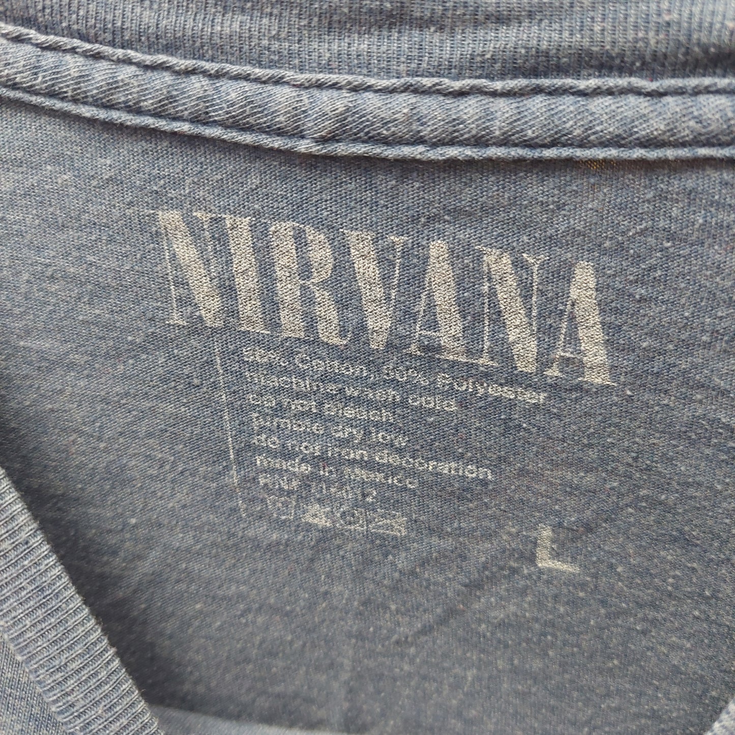Nirvana Smiley Face Band T-Shirt - Large - Medium Blue/Yellow (USED)