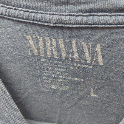 Nirvana Smiley Face Band T-Shirt - Large - Medium Blue/Yellow (USED)