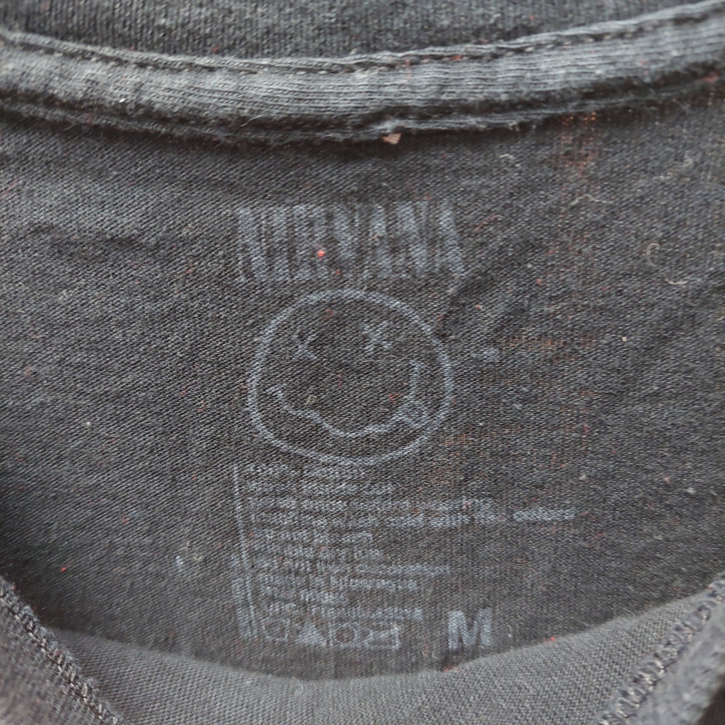 Nirvana Happy Face Graphic Band T-Shirt - Medium - Black