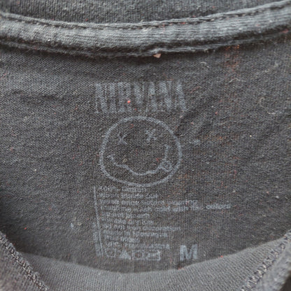 Nirvana Happy Face Graphic Band T-Shirt - Medium - Black