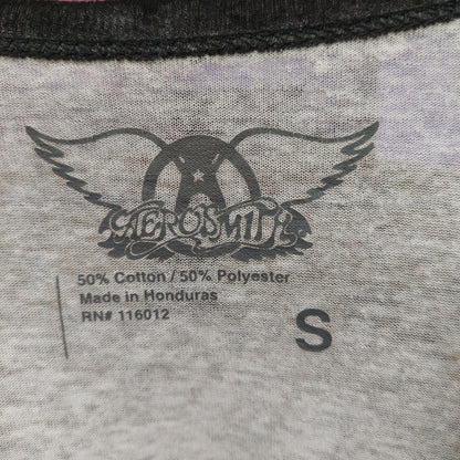 Aerosmith "Rock In A Hard Place" Women's Graphic Ringer Tee - Small - White (USED)