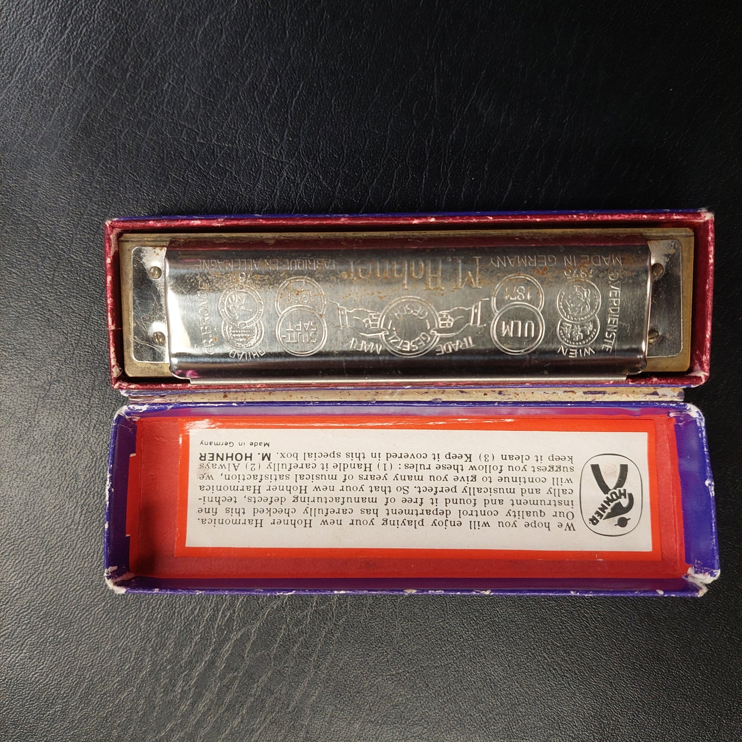 Vintage Marine Band Harmonica M. Hohner No. 1896  Germany - A440 Key C (USED)