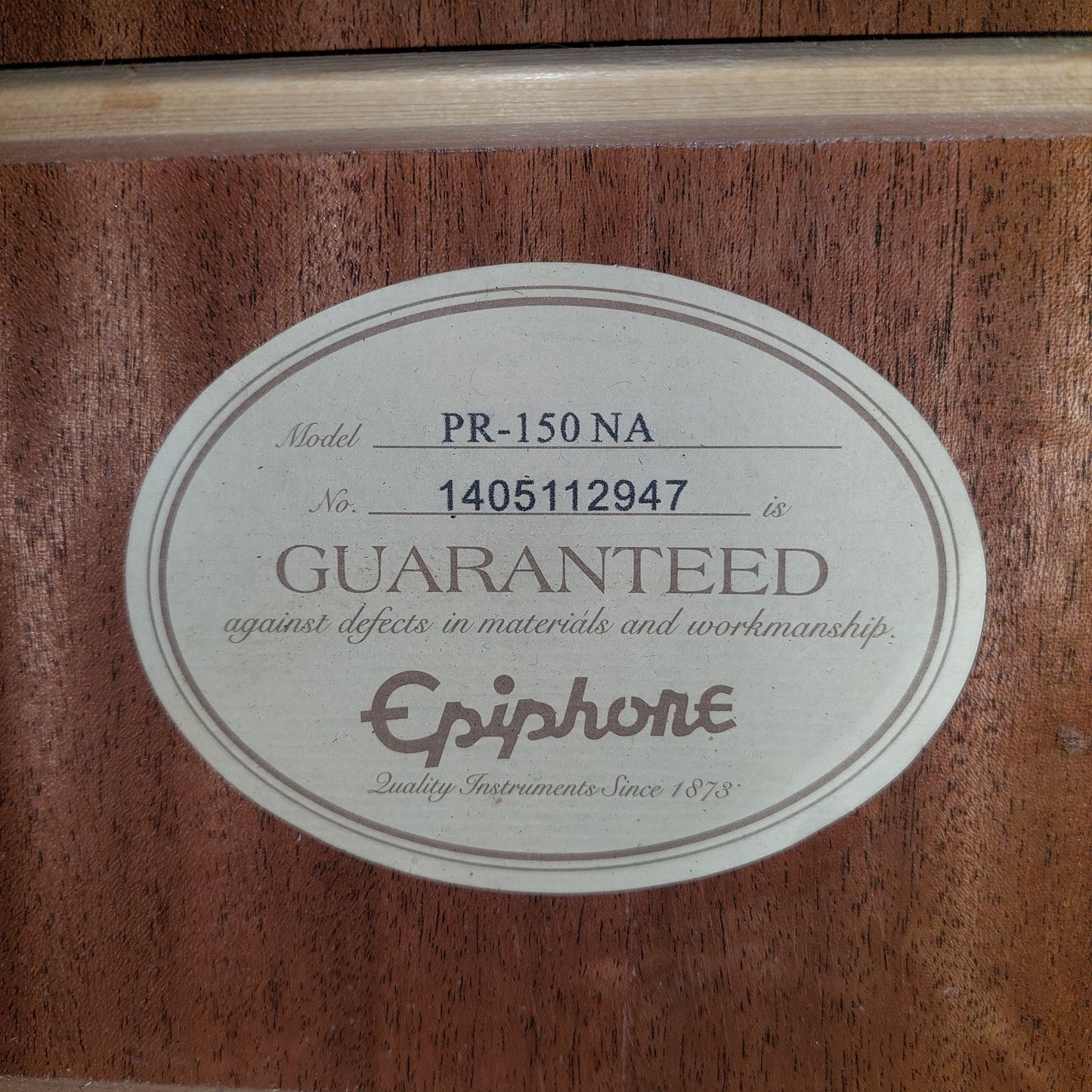 2014 EPIPHONE PR-150 NA Acoustic Guitar - Natural SN# 1405112947