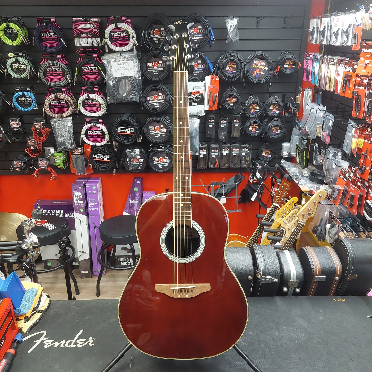 2000 Applause by Ovation AE21 Summit Series Acoustic/Electric Guitar - Transparent Red w/ Hard Case SN# 1116034 "Made In Korea"