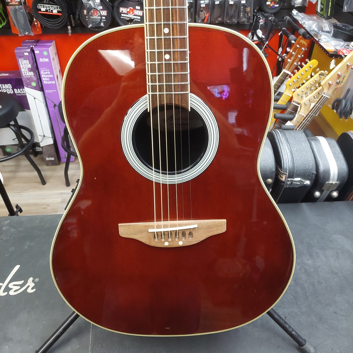 2000 Applause by Ovation AE21 Summit Series Acoustic/Electric Guitar - Transparent Red w/ Hard Case SN# 1116034 "Made In Korea"