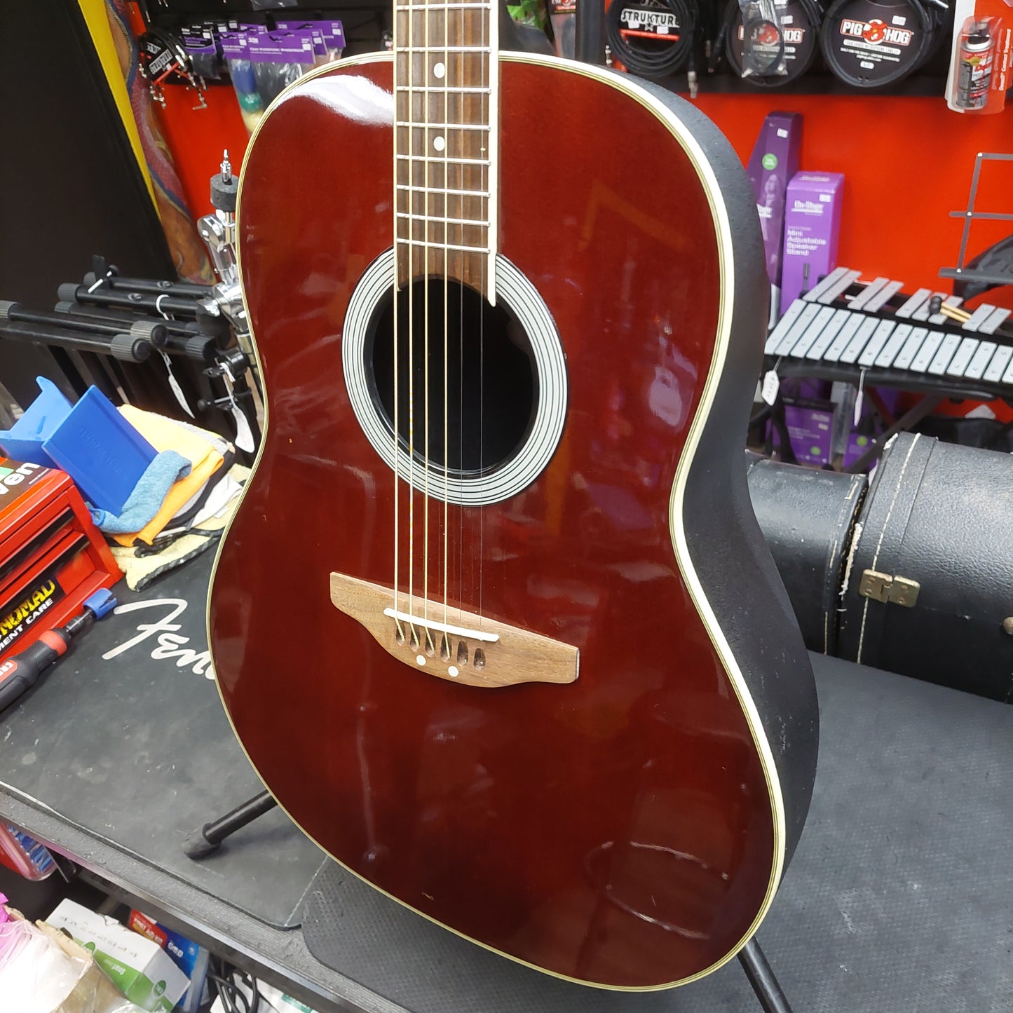 2000 Applause by Ovation AE21 Summit Series Acoustic/Electric Guitar - Transparent Red w/ Hard Case SN# 1116034 "Made In Korea"