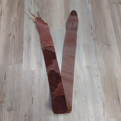 Leather Guitar Strap w/ Pockets 3" Wide  - Brown