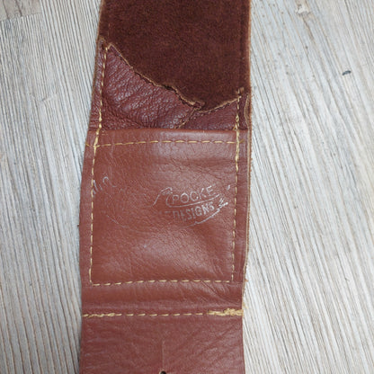Leather Guitar Strap w/ Pockets 3" Wide  - Brown
