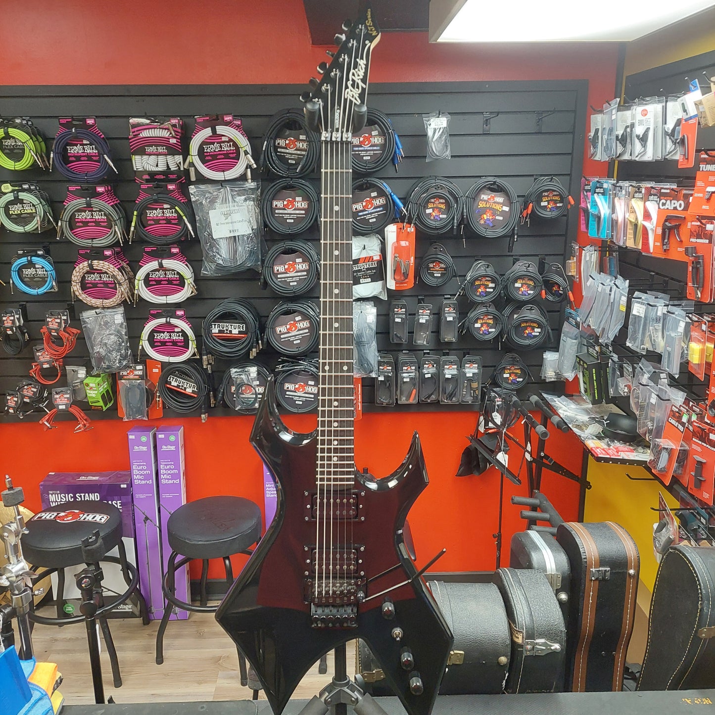 2022 B.C Rich Warlock N.J. Series Electric Guitar - Black "Netflix Stranger Things Collab" w/ B.C. Rich Guitars USA Gig Bag SN# H22060084 "Missing Back Plate" (Hellfire Club #0310 Of 2000)