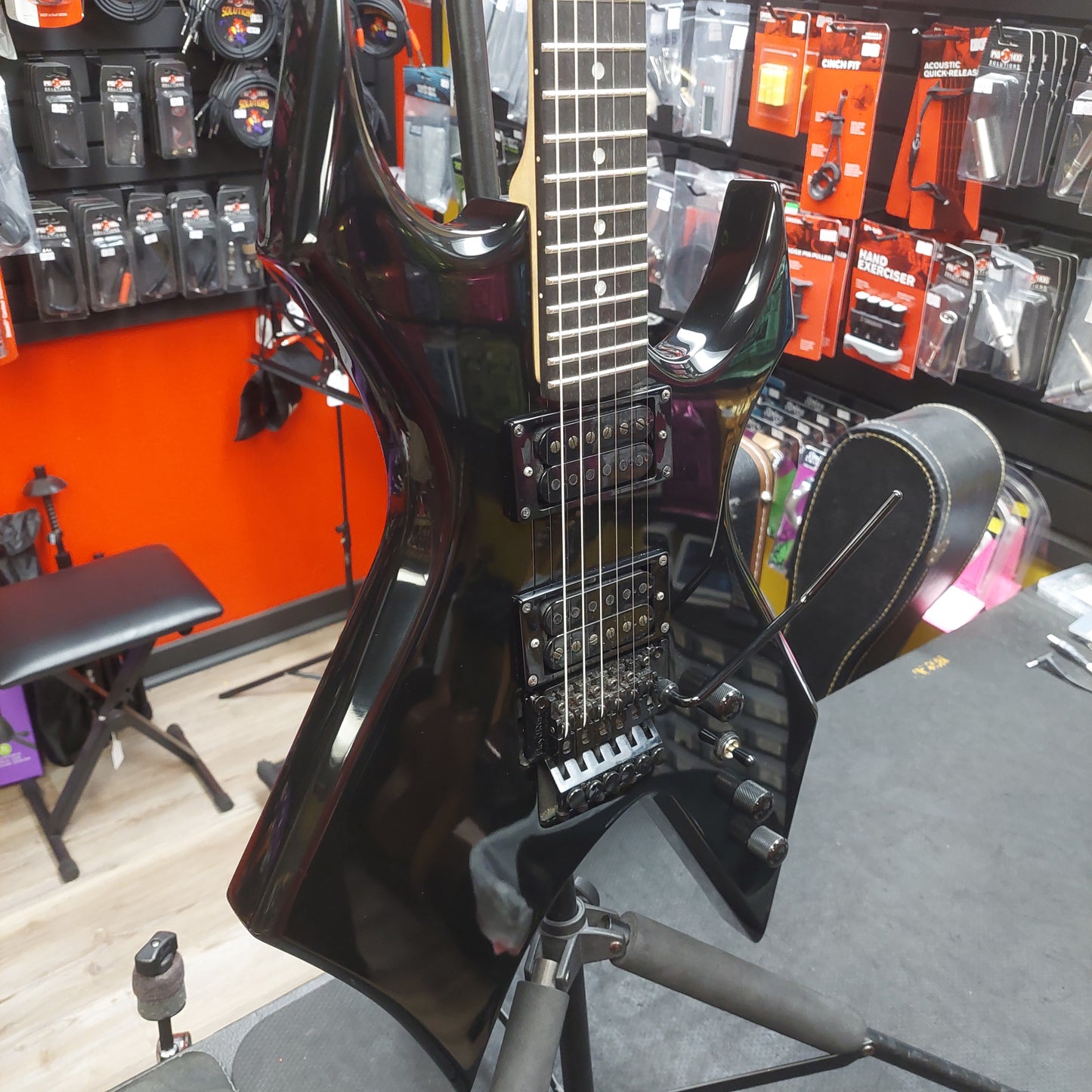 2022 B.C Rich Warlock N.J. Series Electric Guitar - Black "Netflix Stranger Things Collab" w/ B.C. Rich Guitars USA Gig Bag SN# H22060084 "Missing Back Plate" (Hellfire Club #0310 Of 2000)