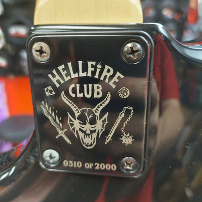2022 B.C Rich Warlock N.J. Series Electric Guitar - Black "Netflix Stranger Things Collab" w/ B.C. Rich Guitars USA Gig Bag SN# H22060084 "Missing Back Plate" (Hellfire Club #0310 Of 2000)