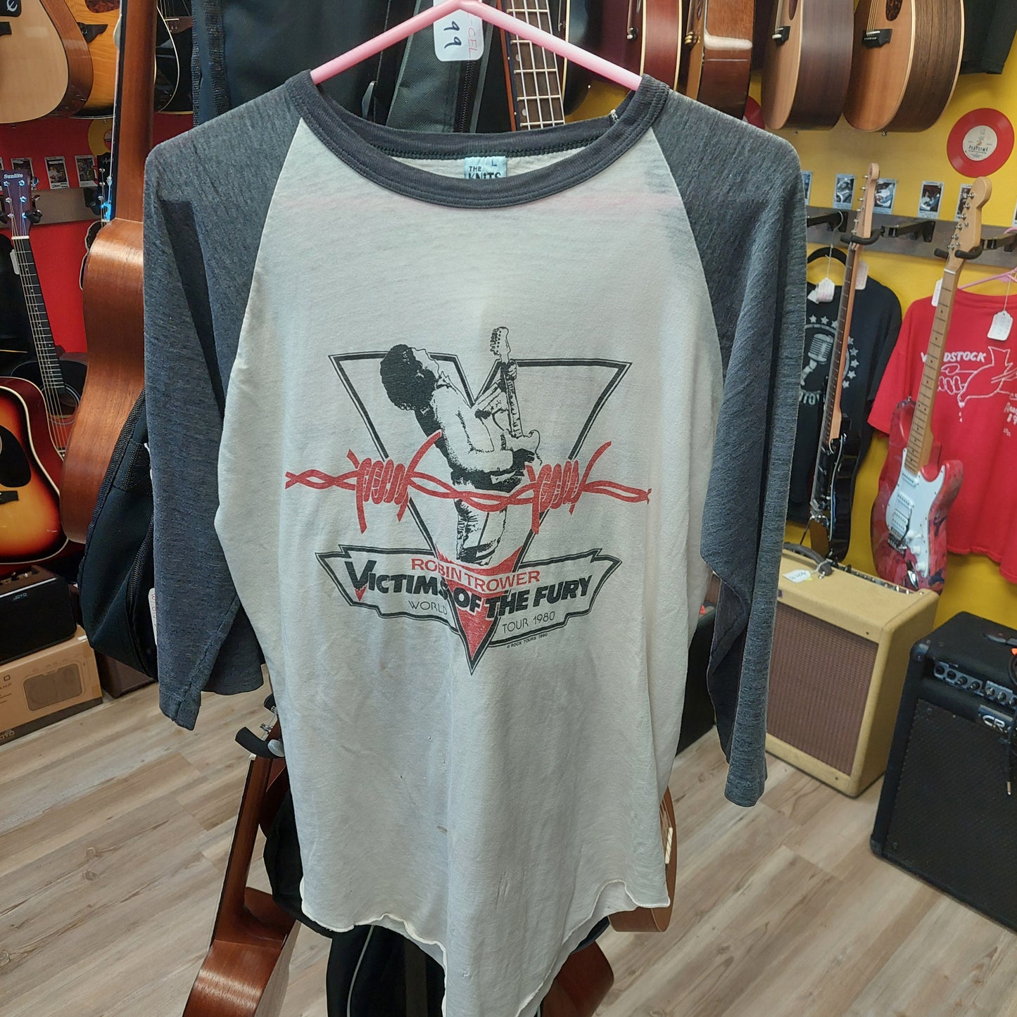 1980 Robin Trower Victims Of The Fury World Tour 3/4 Sleeve T Shirt - Large