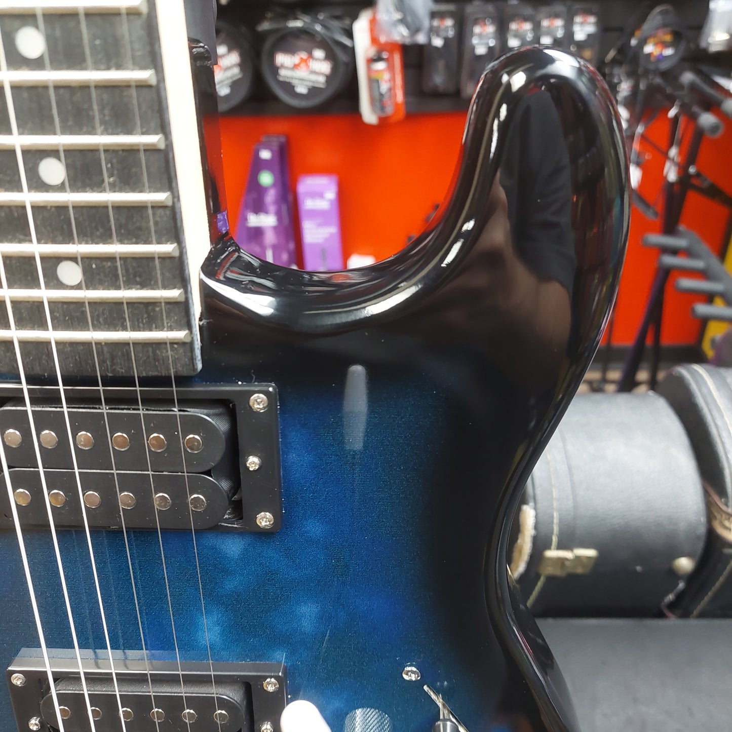 Glarry HH Electric Guitar - Black & Blue Lightning Graphic Finish (USED)
