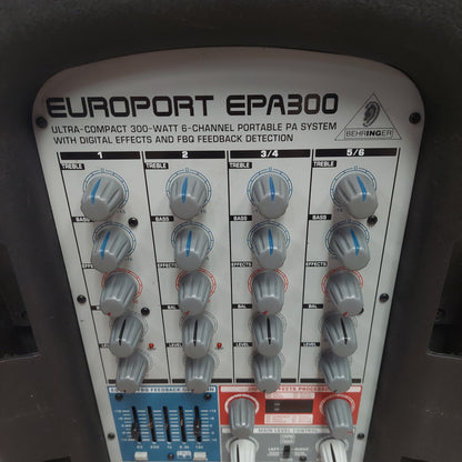 Behringer Europort EPA300 Portable PA System w/ Speaker Cables & Power Cable (USED)