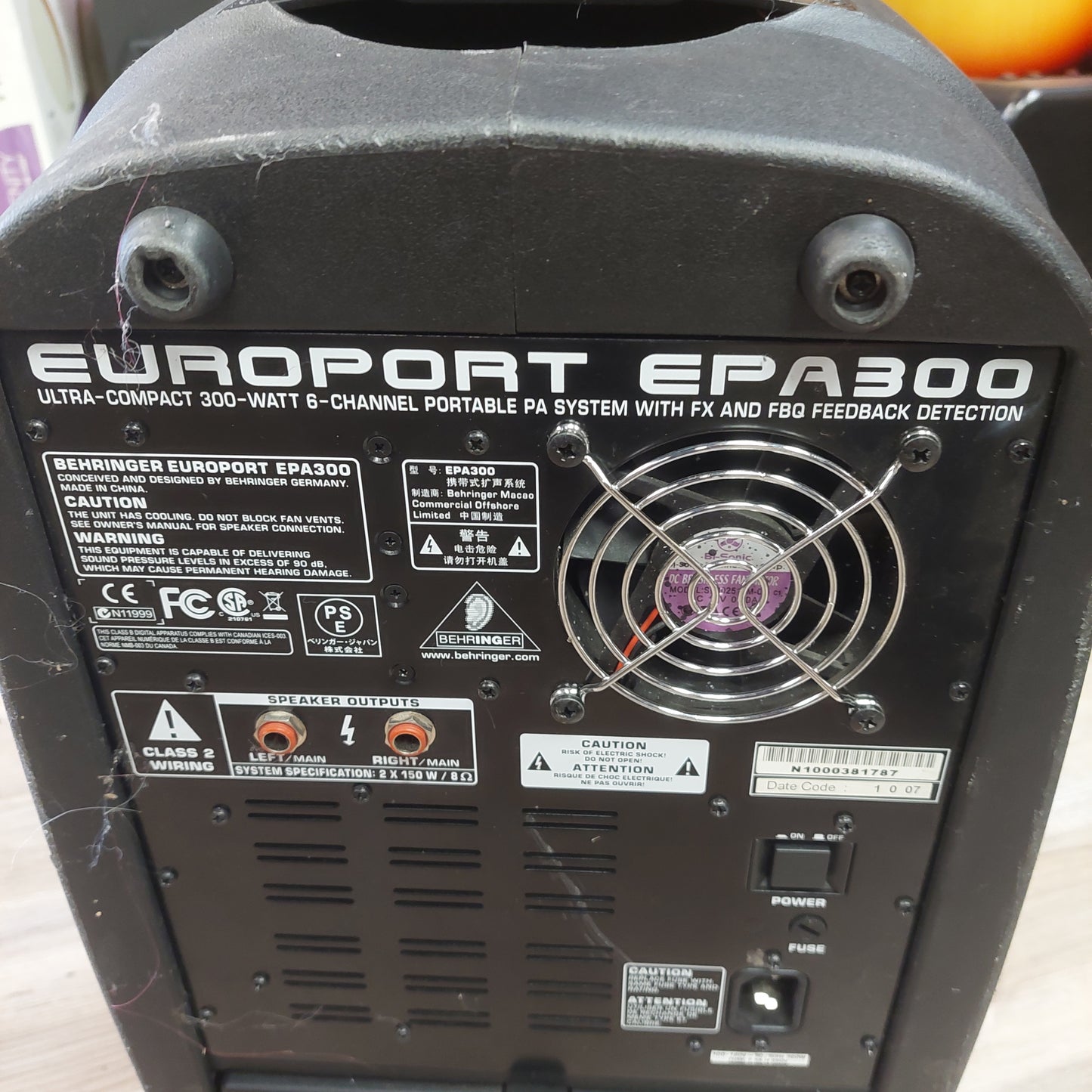 Behringer Europort EPA300 Portable PA System w/ Speaker Cables & Power Cable (USED)
