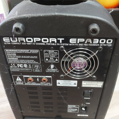 Behringer Europort EPA300 Portable PA System w/ Speaker Cables & Power Cable (USED)