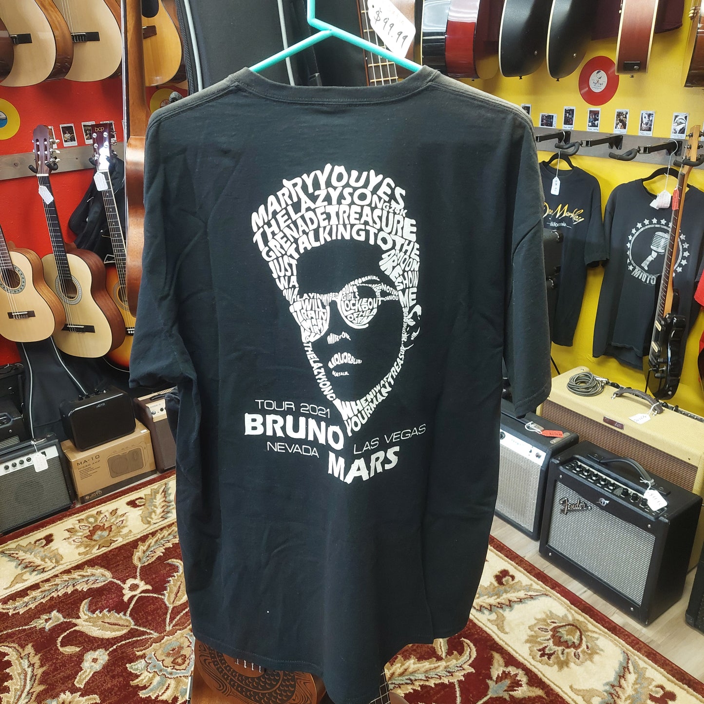 2021 Bruno Mars Las Vegas Nevada Tour T-Shirt - Black - XL (USED)