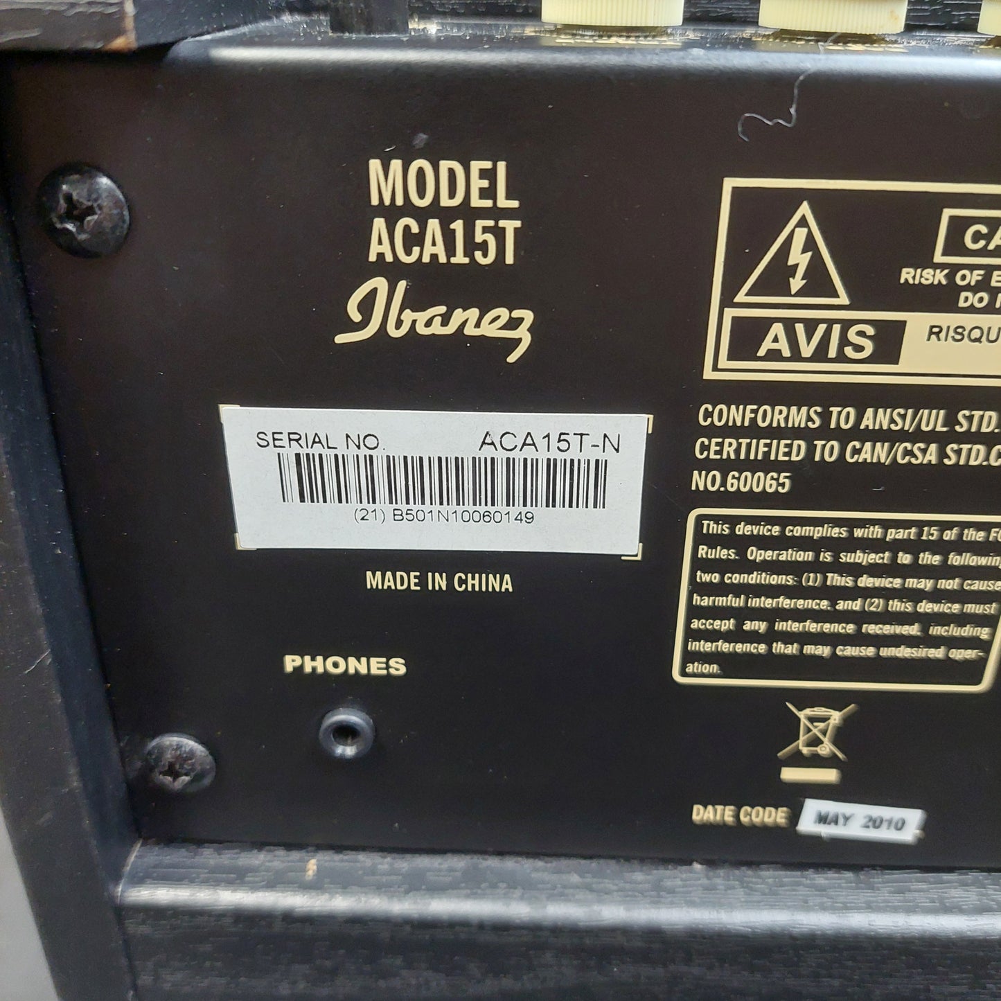 2010 Ibanez ACA15T Acoustic Guitar Amplifier 15 Watts SN# (21) B501N10060149