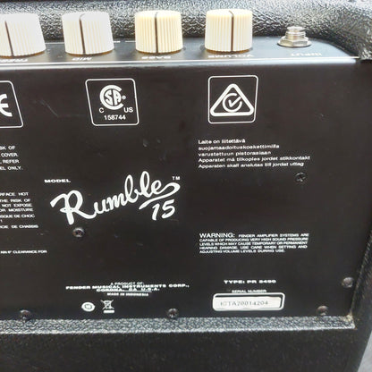 2020 Fender Rumble 15 (V3) Bass Amplifier 15 Watts, 120V SN# ICTA20014204