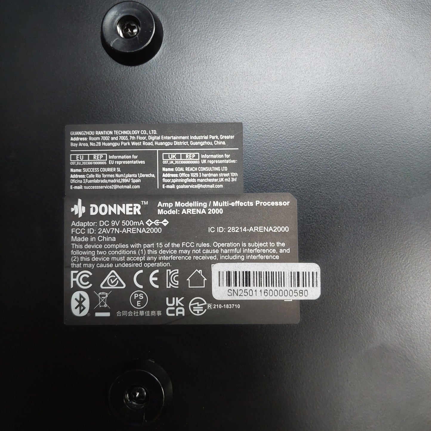 Donner Arena 2000 Amp Modeling/Multi-Effects Processor Pedal w/ Original Box & Power Supply (USED) SN#SN25011600000580