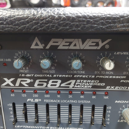 2000's Peavey XR684 Stereo Powered Mixer 2x200 Watts w/ Power Cable SN# 11077196 "Made In USA"