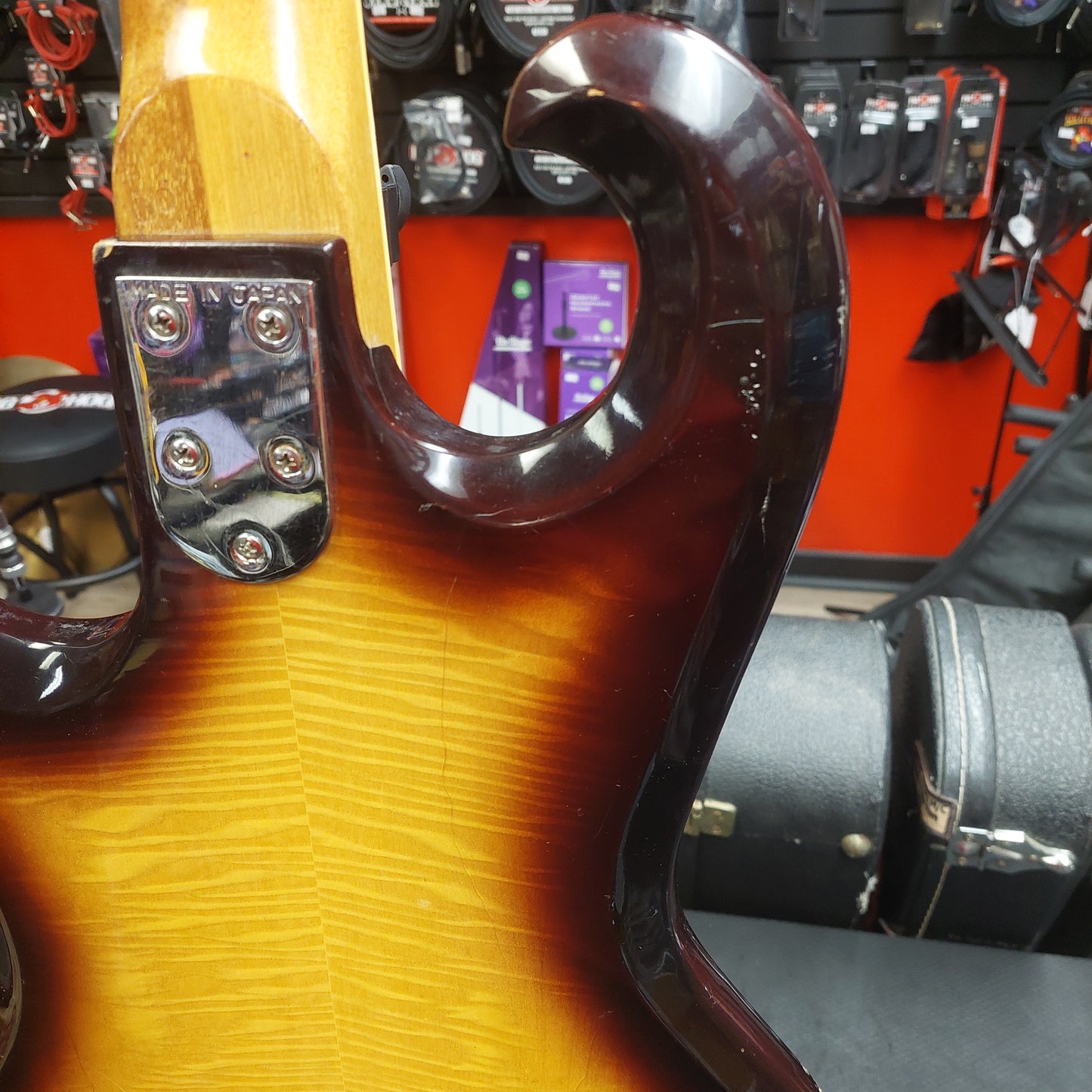 1960's Avalon "The Shaggs" AV-1B 4-String Bass Guitar - Tiger Maple Sunburst "Made In Japan"