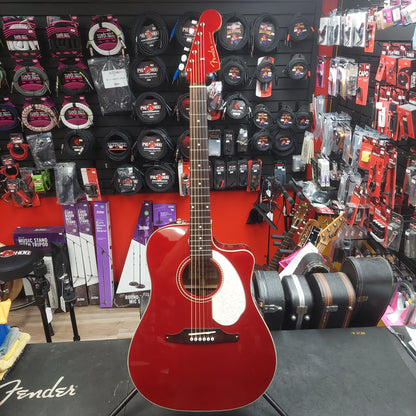 2015 Fender SCE CAR Pearl Sonoran Acoustic/Electric Guitar - Cany Apple Red w/ Pearl Binding SN# CSG15000430