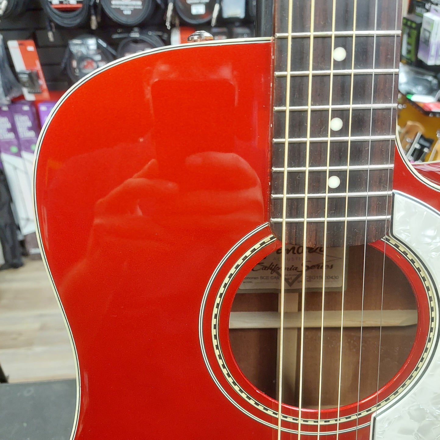 2015 Fender SCE CAR Pearl Sonoran Acoustic/Electric Guitar - Cany Apple Red w/ Pearl Binding SN# CSG15000430