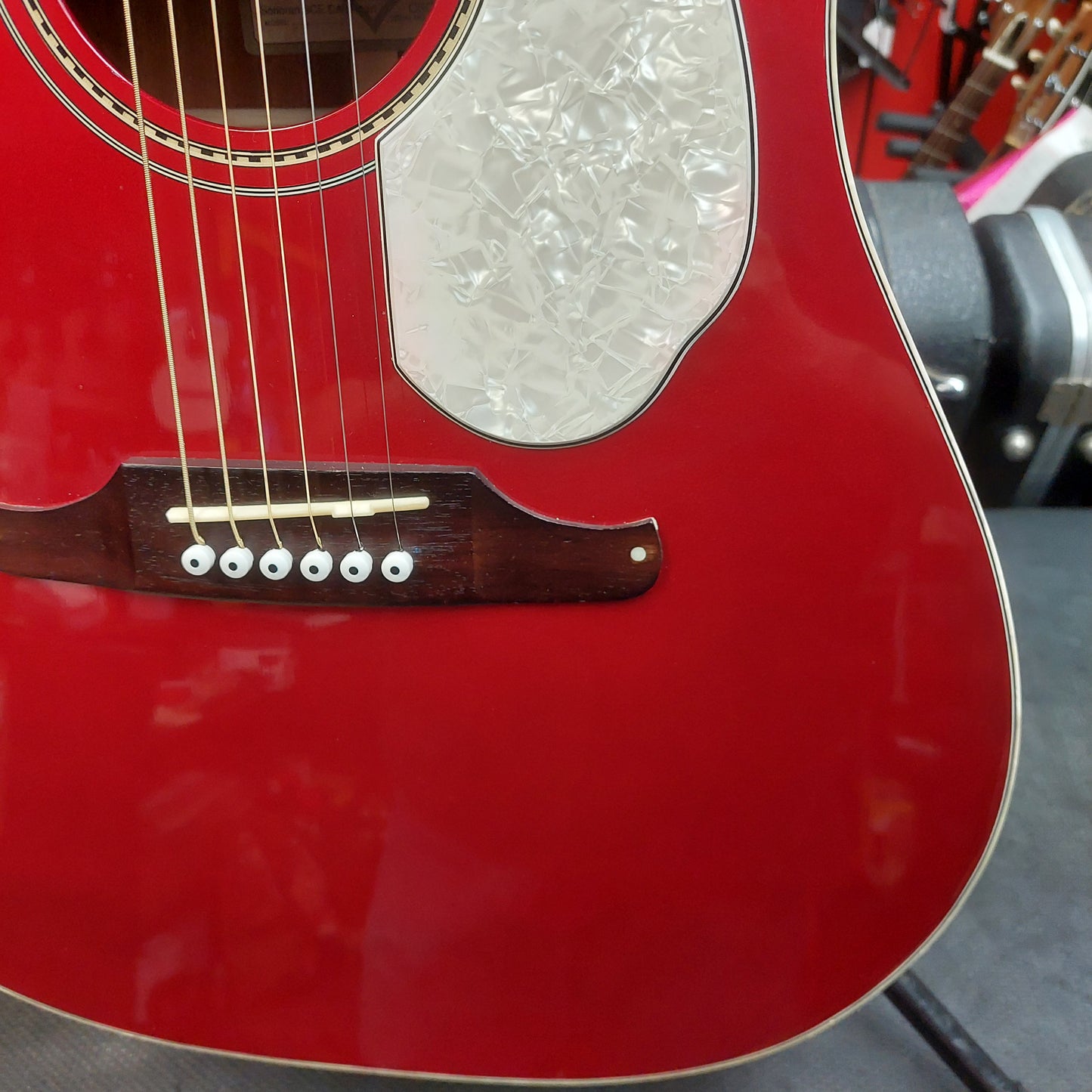 2015 Fender SCE CAR Pearl Sonoran Acoustic/Electric Guitar - Cany Apple Red w/ Pearl Binding SN# CSG15000430