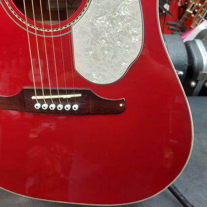 2015 Fender SCE CAR Pearl Sonoran Acoustic/Electric Guitar - Cany Apple Red w/ Pearl Binding SN# CSG15000430