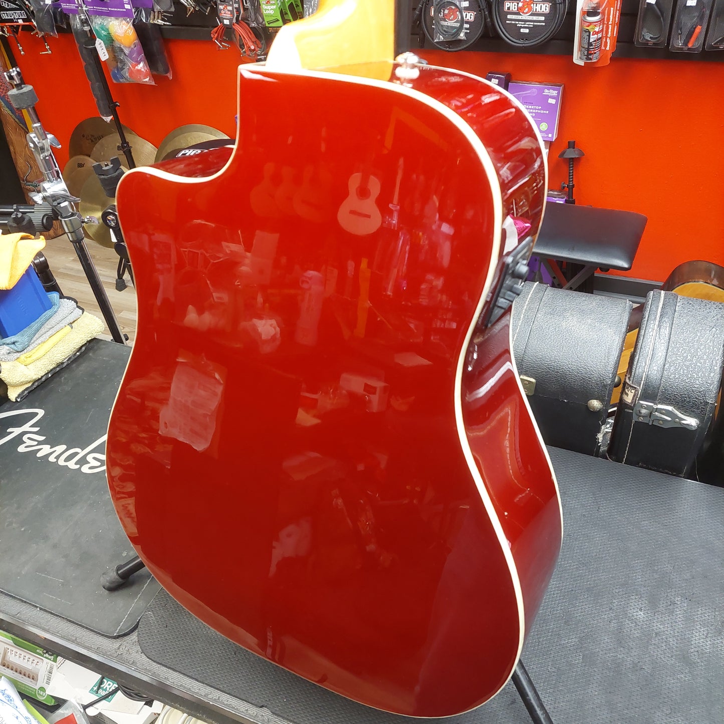 2015 Fender SCE CAR Pearl Sonoran Acoustic/Electric Guitar - Cany Apple Red w/ Pearl Binding SN# CSG15000430