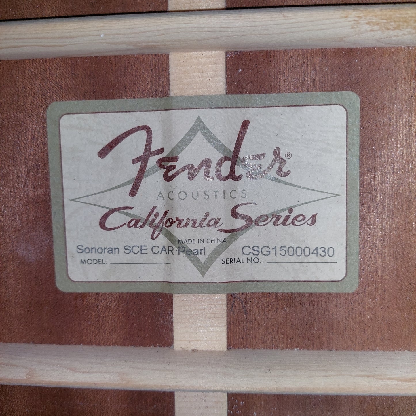 2015 Fender SCE CAR Pearl Sonoran Acoustic/Electric Guitar - Cany Apple Red w/ Pearl Binding SN# CSG15000430