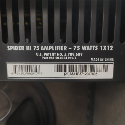 LINE 6 SPIDER III GUITAR AMP, 75 WATT - 1X12” SPEAKER SN# 21A811P5712007805
