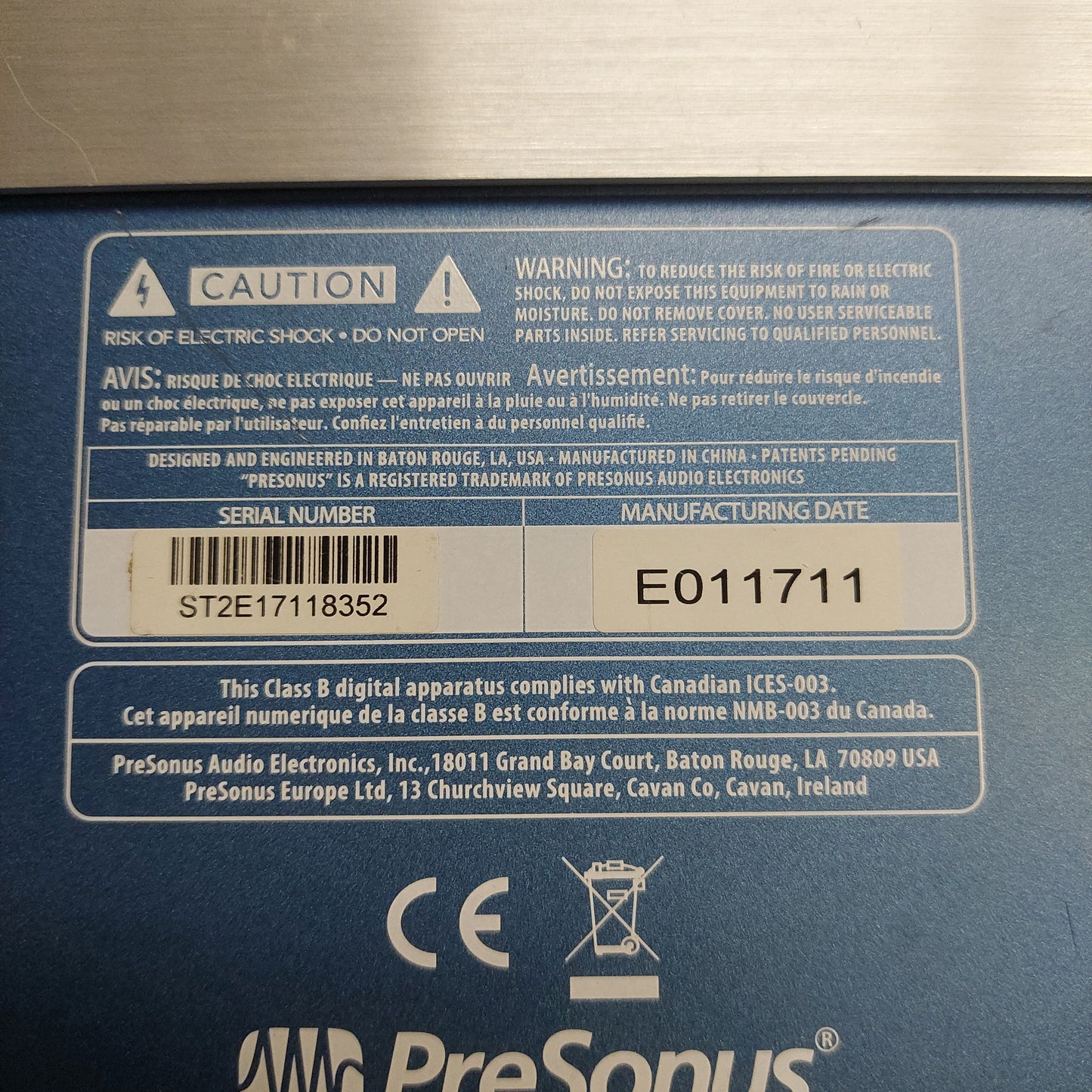 PreSonus STUDIO 2/6 24-bit / 192 kHz 2x4 USB 2.0 Recording System w/ Original Box (USED) SN# ST2E17118352