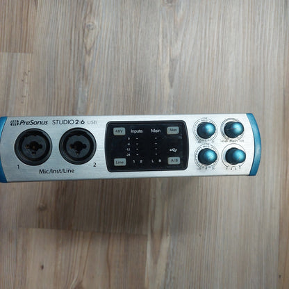 PreSonus STUDIO 2/6 24-bit / 192 kHz 2x4 USB 2.0 Recording System w/ Original Box (USED) SN# ST2E17118352