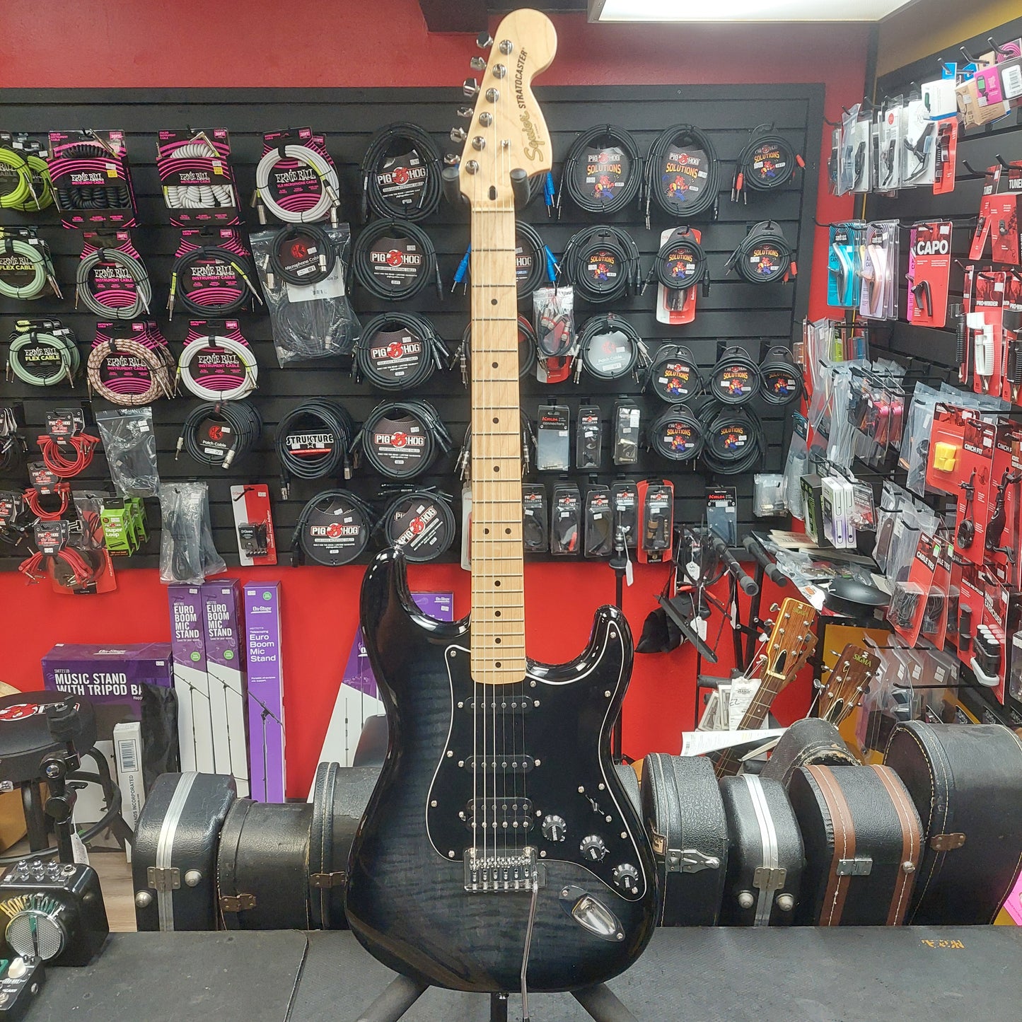 2022 Squire Affinity Series Stratocaster FMT HSS, Maple Fingerboard, Black Pickguard - Black Burst SN# CYKC22006870