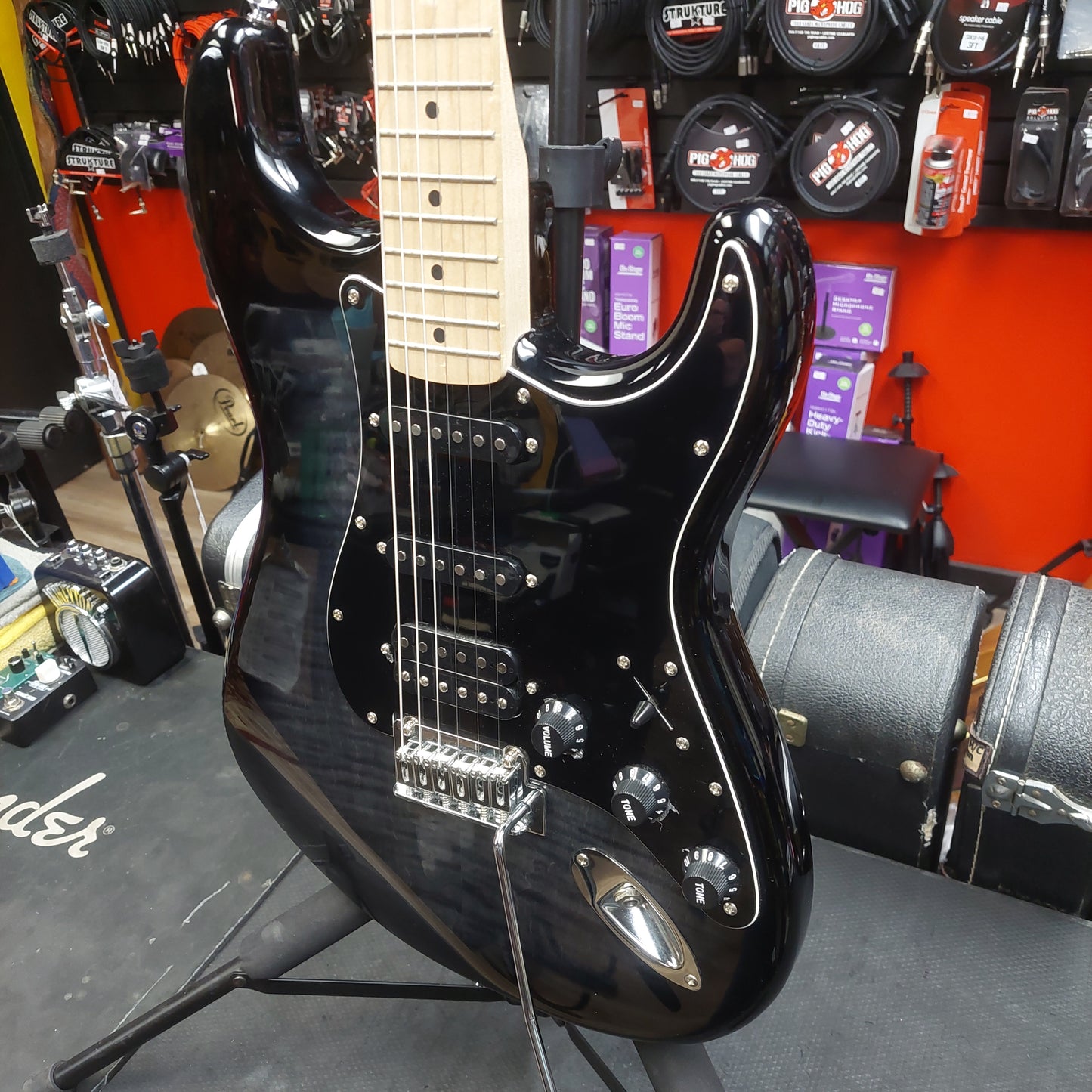 2022 Squire Affinity Series Stratocaster FMT HSS, Maple Fingerboard, Black Pickguard - Black Burst SN# CYKC22006870